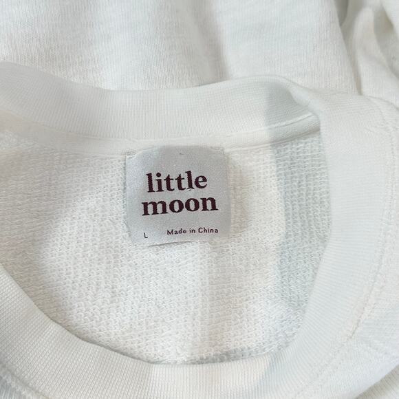 Aritzia Little Moon Posey Sweatshirt L’amour Graphic Print Crewneck Terry White - Picture 12 of 14